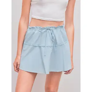 Cider [size 2-26]  Mid Rise Solid Knotted Mini Skirt