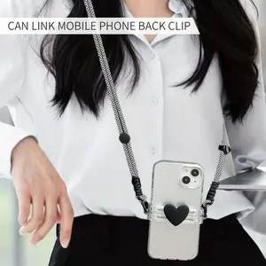 Adjustable, Secure, Anti-Theft Love Phone Case Back Clip Lanyard, Perfect for Mobile Phone Case Slant Cross Contrast Color, Cool Fashion Unisex, Work, Party, Anti-fall Purple