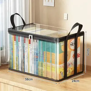 Large Clear Plastic Storage Box with Hinged Lid, Heavy Duty Organizer for Home, Travel, Camping and Moving