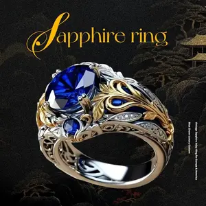Vintage-Inspired Sapphire Ring European & American Design High-Quality Hypoallergenic Band Simple Unique Statement Piece elegant design jewelry gift boutique funky men's jewellery
