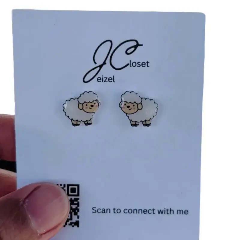 Cute SHEEP stud earrings + handmade + shrink plastic + hypoallergenic + titanium + waterproof