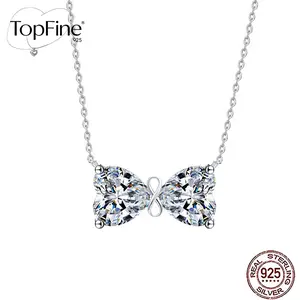 1pc 925 Sterling Silver Double Heart Shape Bowknot Cubic Zirconia Pendant Necklace For Women, Fine Jewelry Anniversary/Holiday Gift