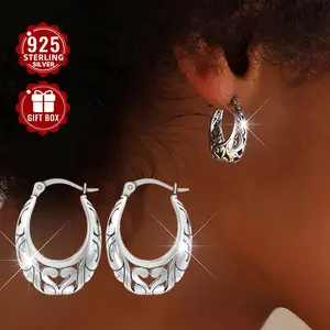 2PC Women's S925 Silver Hollow Earrings - Hypoallergenic Lightweight Minimalist Elegant Jewelry, Perfect Holiday Gift for Daily & Party Wear