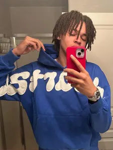 2025 Fashion Letter Patch Embroidered Loose Hoodie Y2K Hip Hop Streetwear Unisex Pullover Sweatshirt Casual Top Couple Hoodies Autumn/Winter Back To School Oversized Blue Menswear Long Sleeve Baggy streetwear Motocross