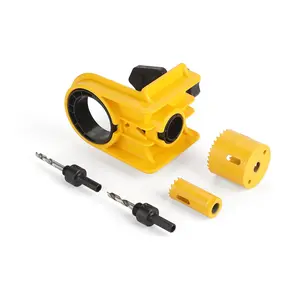 Door Lock Installation Kit, C-Type Clamp Design, Tool-Free Clamping, Suitable for Metal and Wood Doors, Adjustable Bushes, Hole Saw, Anti-Distortion Backplate