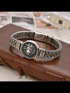 New Dark Ghost Head Series Punk Vintage Interlocking Skull Bracelet for Men, Gothic Style, Unisex Jewelry, Trendy Accessory