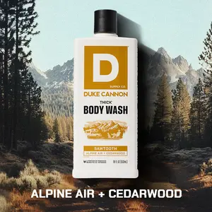 Duke Cannon Supply Co. THICK High-Viscosity Body Wash for Men – Sawtooth, Alpine Air and Cedarwood Scent, Superior Lather and Natural Exfoliate, Premium Ingredients, Body Care Daily Cleanse, Sensitive Skin Friendly, 18 Fl oz