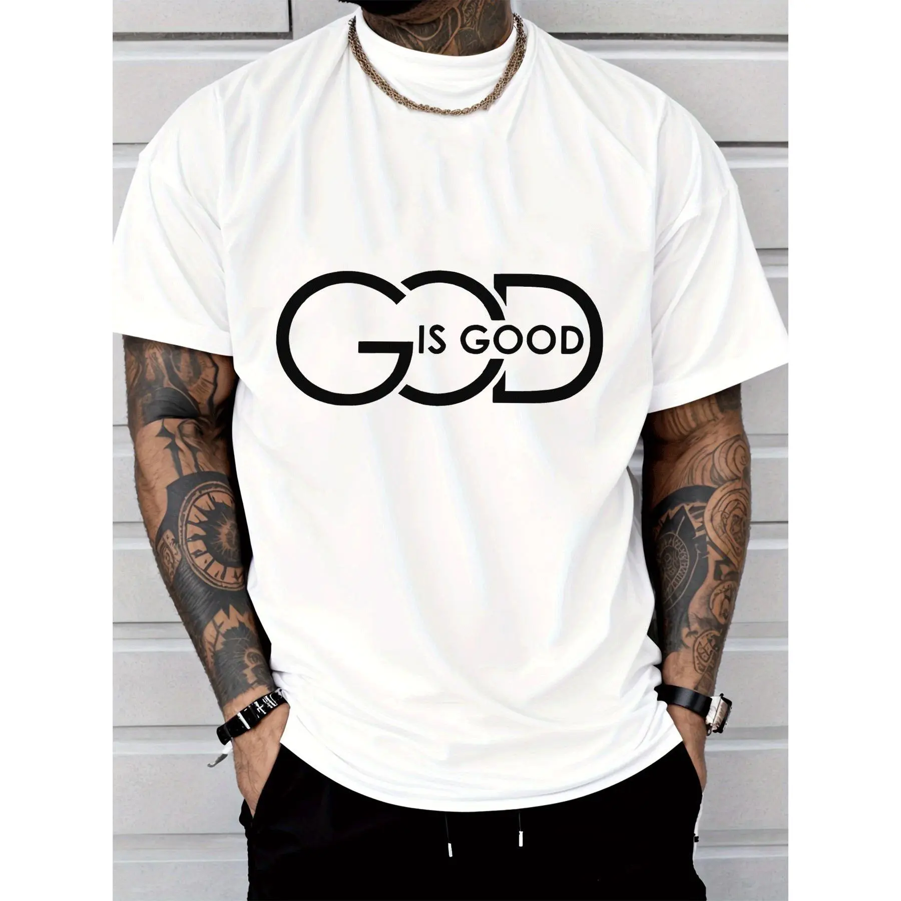 "God is Good" Faith-Based Graphic T-Shirt |   Christian Streetwear Short Sleeve Tee for Men & Women, Minimalist Logo Print, Oversized Casual Fit, Faith Statement Apparel, Everyday Religious Wear