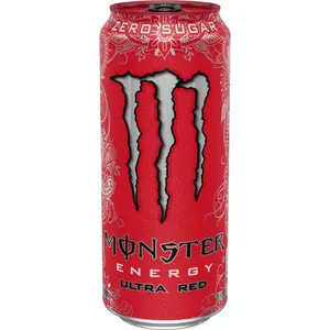 Monster Energy Ultra Red Energy Drink Zero Sugar 4 Pack 16 fl oz Cans Refreshing Energizing Bold Flavor Perfect for Workouts Parties Beverage Sport