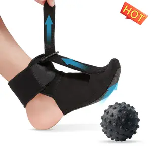 Plantar Fasciitis Night Splint Brace with Massage Ball for Foot Drop & Achilles Tendonitis 1Pack Adjustable Straps Soft Comfortable Sleep for Women Men Sports Outdoors
