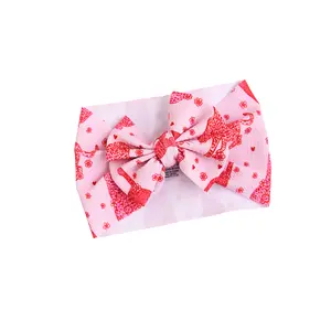 Cambrie HEADWRAP Soft Bullet Fabric Valentine's Day Bow Headband for Babies 6 Months & Up - Pre-Tied & Stretchy Design