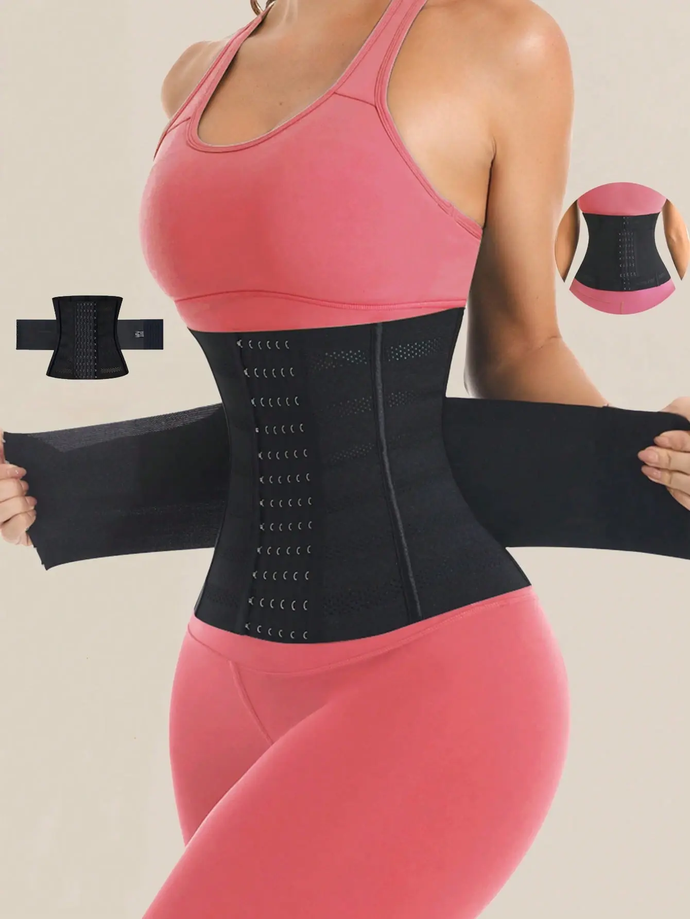 SHAPEGUY Wrap Waist Trainer Double Belt Corset Shapewear Tummy Control Girdle Everyday Wear Body Shaper Slimming Compression
