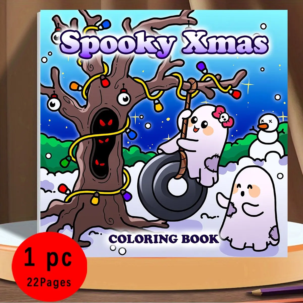Spooky Xmas Themed Coloring Book for Kids & Adults - 22 Bold Lines & Easy Cute Spooky Christmas Coloring Pages, 120gsm Thick No Bleed Paper, Non-Toxic Odorless, Perfect for Stress Relief & Holiday Fun