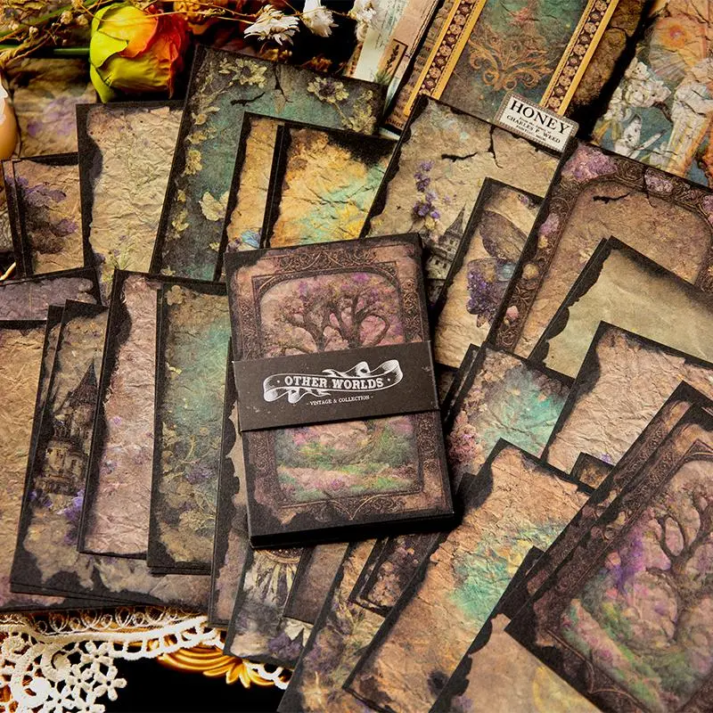 Random Style Vintage Theme Decorative Craft Paper, 50 Sheets DIY Writable Decoration Paper, Suitable for DIY Crafts, Scrapbooking Supplies, Bullet Journals, Craft Supplies, Scrapbook Materials
