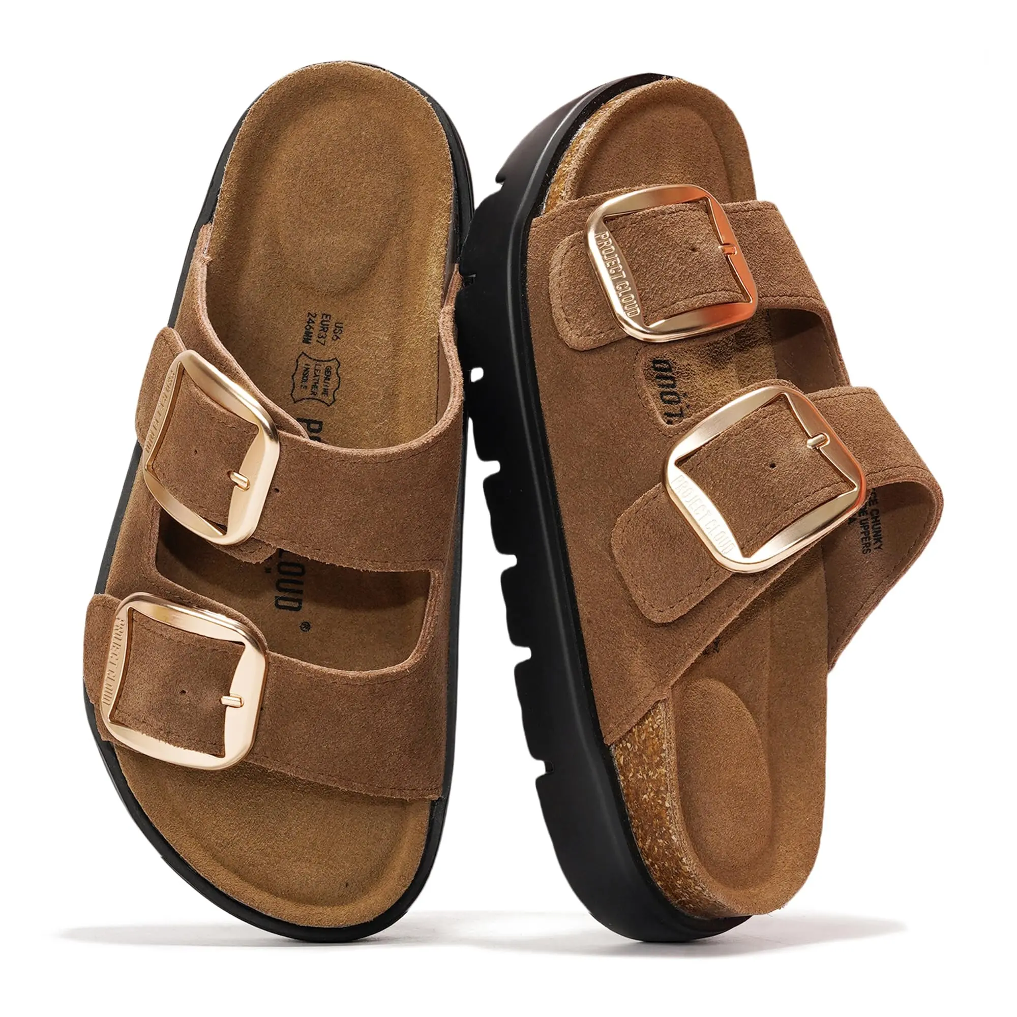 Project Cloud Women's | Genuine Leather Platform ndals | ojectPlush | Non-Slip - Greece Chunky