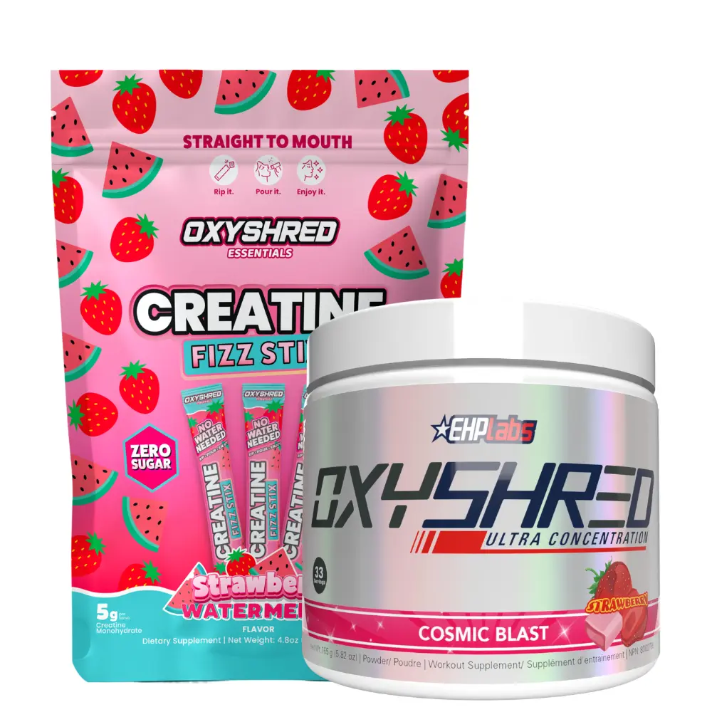 EHPlabs OxyShred Energy & Creatine Bundle | OxyShred Ultra + Creatine Fizz Stix | Sugar-Free Pre-Workout Powder & 5g Creatine Monohydrate | Multiple Flavour Options