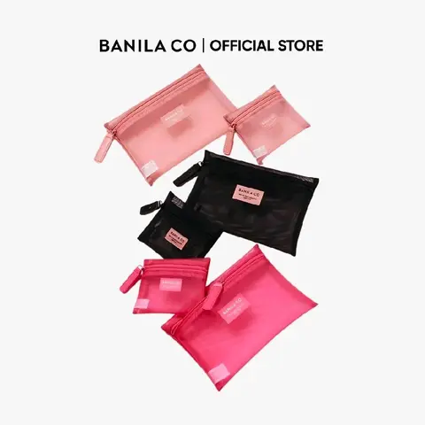 BANILA CO Mesh Travel Pouch | Travel Essentials Makeup Organizer Toiletry Bag, Transparent Mesh Portable Storage Large Capacity Cosmetic Pouch for Women & Men, TSA Approved Lightweight Hygiene Kit Medicine Toiletries Pouch for Daily Use & Vacation