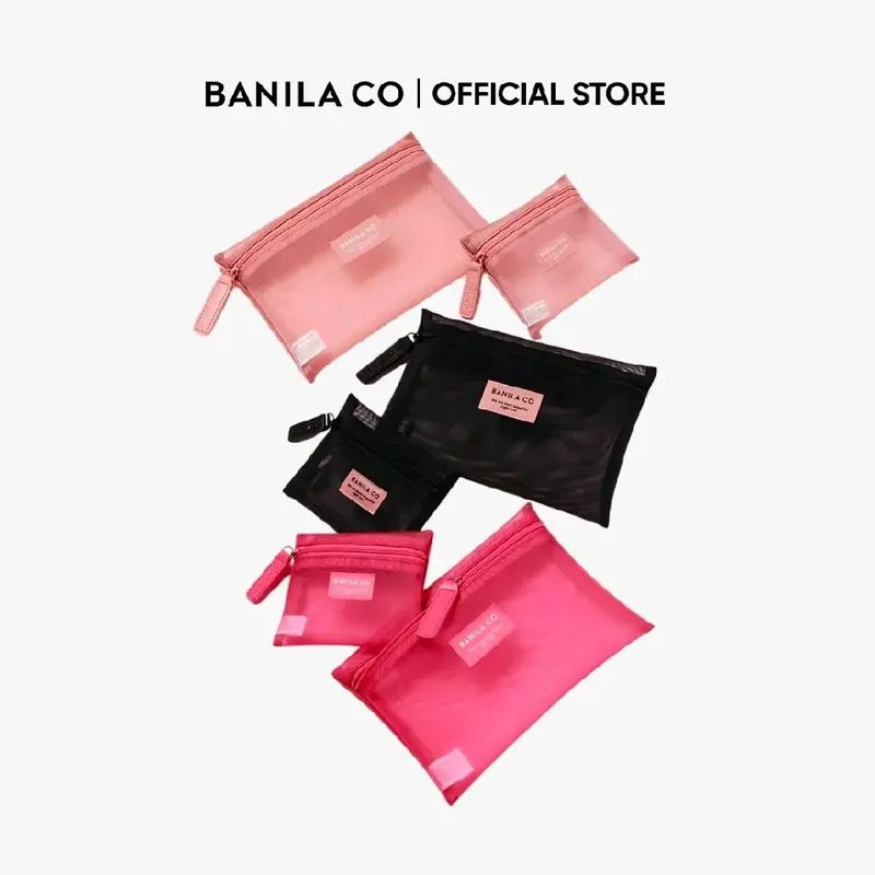 BANILA CO Mesh Travel Pouch | Travel Essentials Makeup Organizer Toiletry Bag, Transparent Mesh Portable Storage Large Capacity Cosmetic Pouch for Women & Men, TSA Approved Lightweight Hygiene Kit Medicine Toiletries Pouch for Daily Use & Vacation