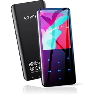64GB MP3 Player with  5.3, A19PL 2.4" Curved Screen Portable  Player with Speaker Lossless Sound with FM Radio, Voice Recorder, Supports up to 128GB, Black