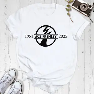 Official Rip Kiss Ace Frehley Logo Memorial 1951-2025 T-Shirt | The Spaceman Tribute Tee | RIP Rock Legend Shirt Gift for Fans Men Women Tees