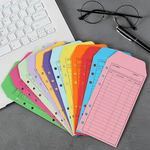 Colorful Budget Envelope, 12pcs/set 6 Holes Budget Storage Envelope, Office Stationery & Supplies for Home School Office【Only Envelope】