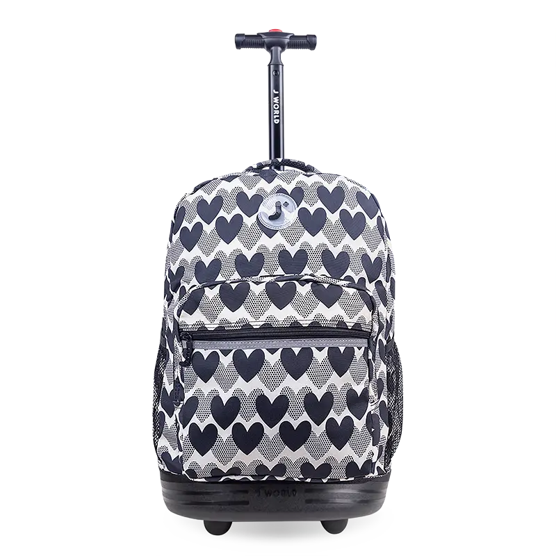 Sunrise Rolling Backpack (18 Inch) in Heart Dot School