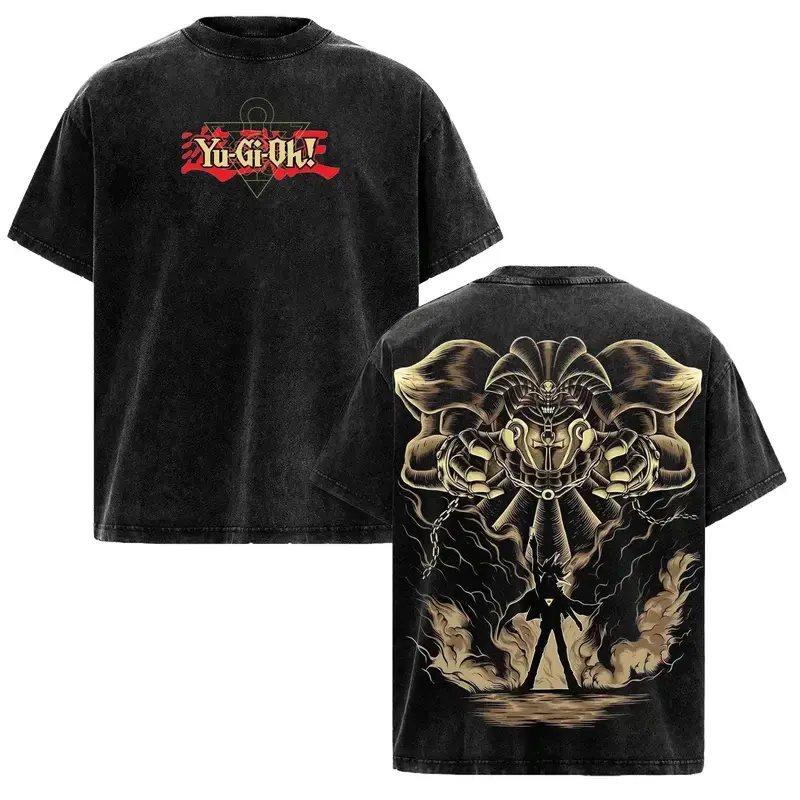 Yugi Exodia Anime Washed Tee – Yu Gi OhGraphic T-Shirt, Card Game Aesthetic DuelistKing Energy Streetwear Retro Anime Vibe TrendyOtaku Gift Hype Anime Fashion,humor graphic tee,distressed vintage,men's t shirts,short sleeves