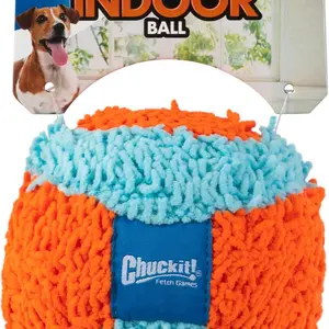 Chuckit! Indoor Fetch Ball Dog Toy (4.75 Inch), Orange and Blue - Perfect for Indoor Playtime