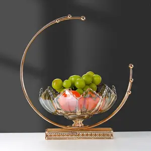 Elegant Glass Fruit Bowl Nordic Home Living Room Coffee Table Decorative Snack Candy Dry Fruit Dish, Creative Luxury Design