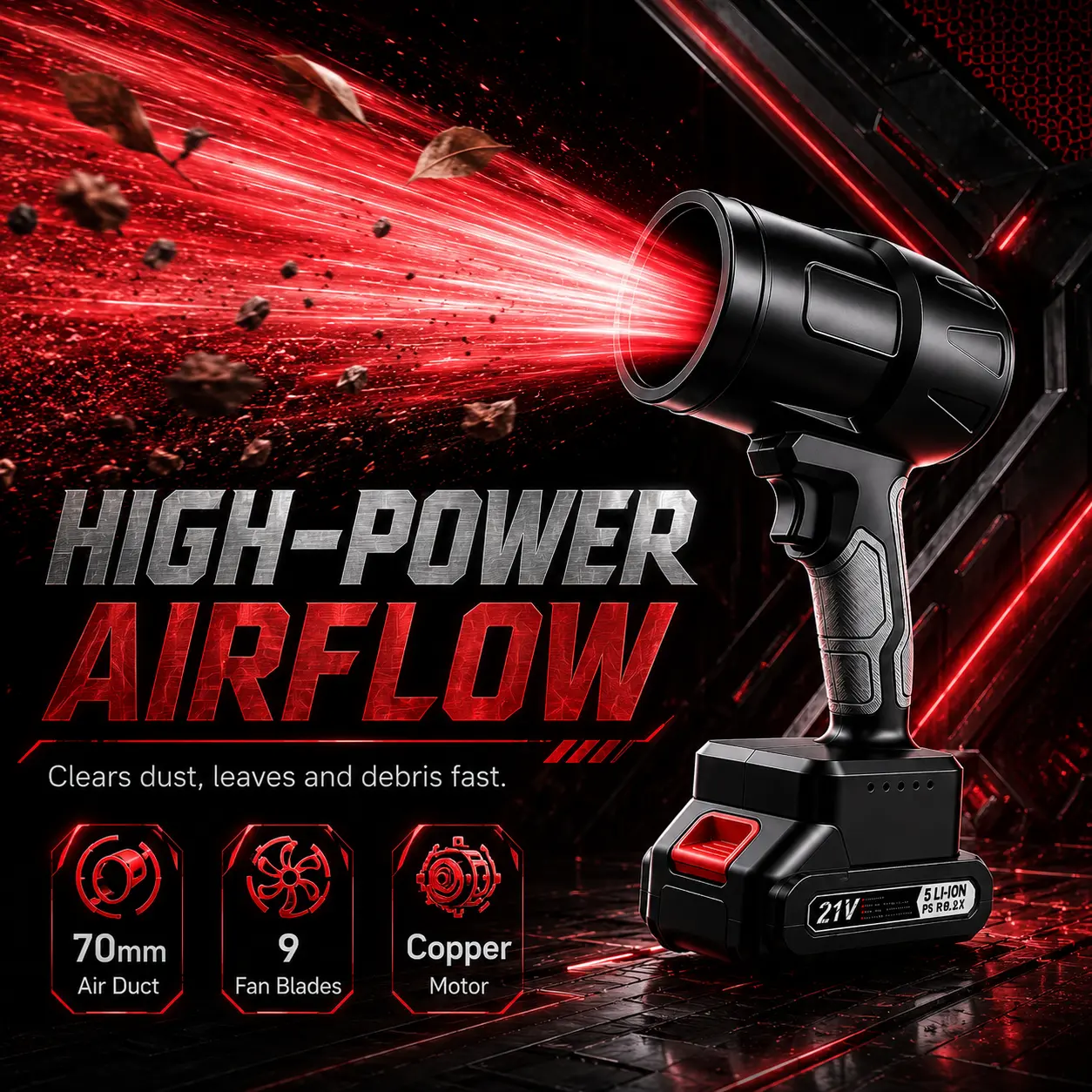 Portable Turbo Jet Blower, Cordless Violent Turbo Fan, Jet Dry Blower with Battery, Multi-use Air Duster for Car Drying, Keyboard Cleaning, Outdoor Camping