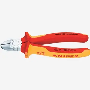 Knipex 6 1/4" Diagonal Cutters-1000V Insulated-Tethered Attachment - 70 06 160 T
