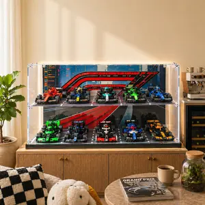 Acrylic Display Case Compatible with Speed Champions 10-in-1 Collector's Pack, Dust-Proof Display Box Compatible with  77242-77251,Size:20.07×9.44×10.23 in(NOT Included The Model) outdoorfun