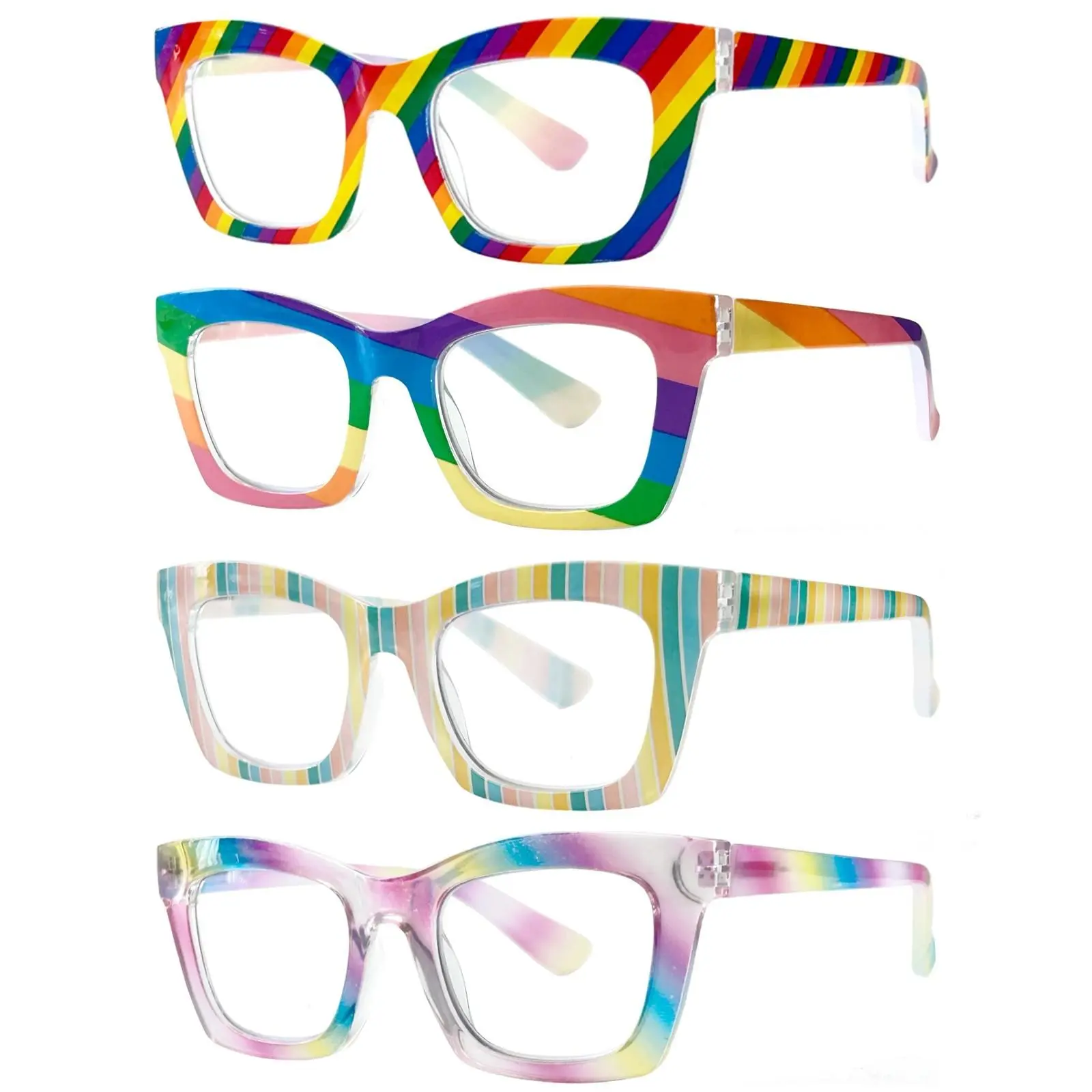 COJWIS 4 Pack Reading Glasses Blue Light Blocking for Women with Oversized Fashion Oprah Style Spring Hinge Readers