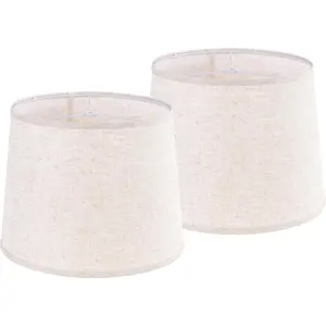 Set of 2 Beige Drum Lamp Shades -11" Top x 13" Bottom x 10" High (Spider) Oatmeal Linen Texture Lampshades for Table Lamps & Bedside Lamps Farmhouse Style Replacement Easy Assembly