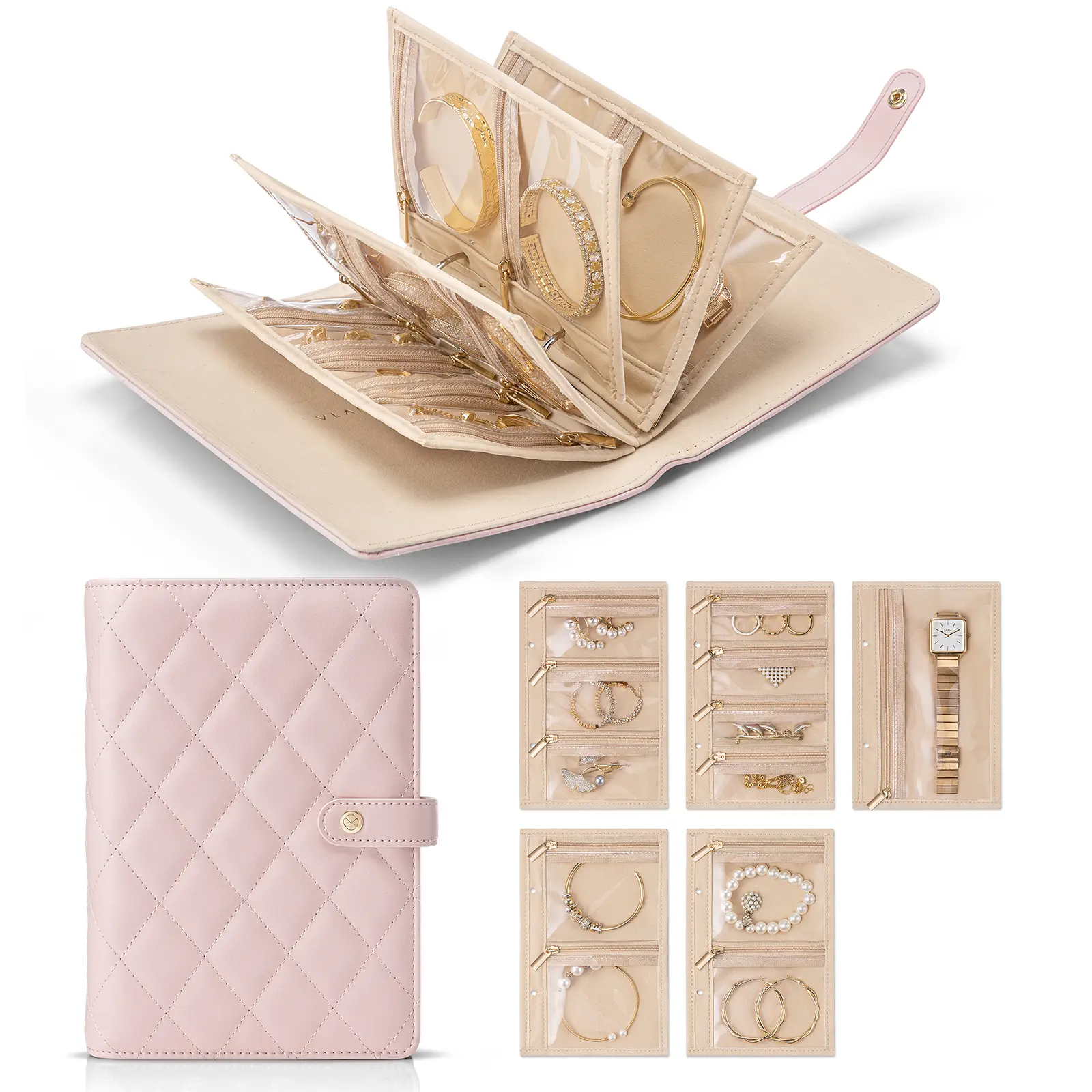 VLANDO Jewelry book, Jewelry organizer, Foldable Jewelry Bags Jewelry Storage Book Ring Binder with Clear Zipper Velvet Pouch Bag for Travel Fall Gifts Christmas gift Accessories Box, Boxes, Waterproof