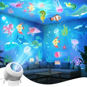 LED Starry Ocean Projector Lamp, 360 Degree Rotating Dynamic Night Light, USB Powered Ambient Light, Decorative Lighting for Bedroom, Game Room, Living Room