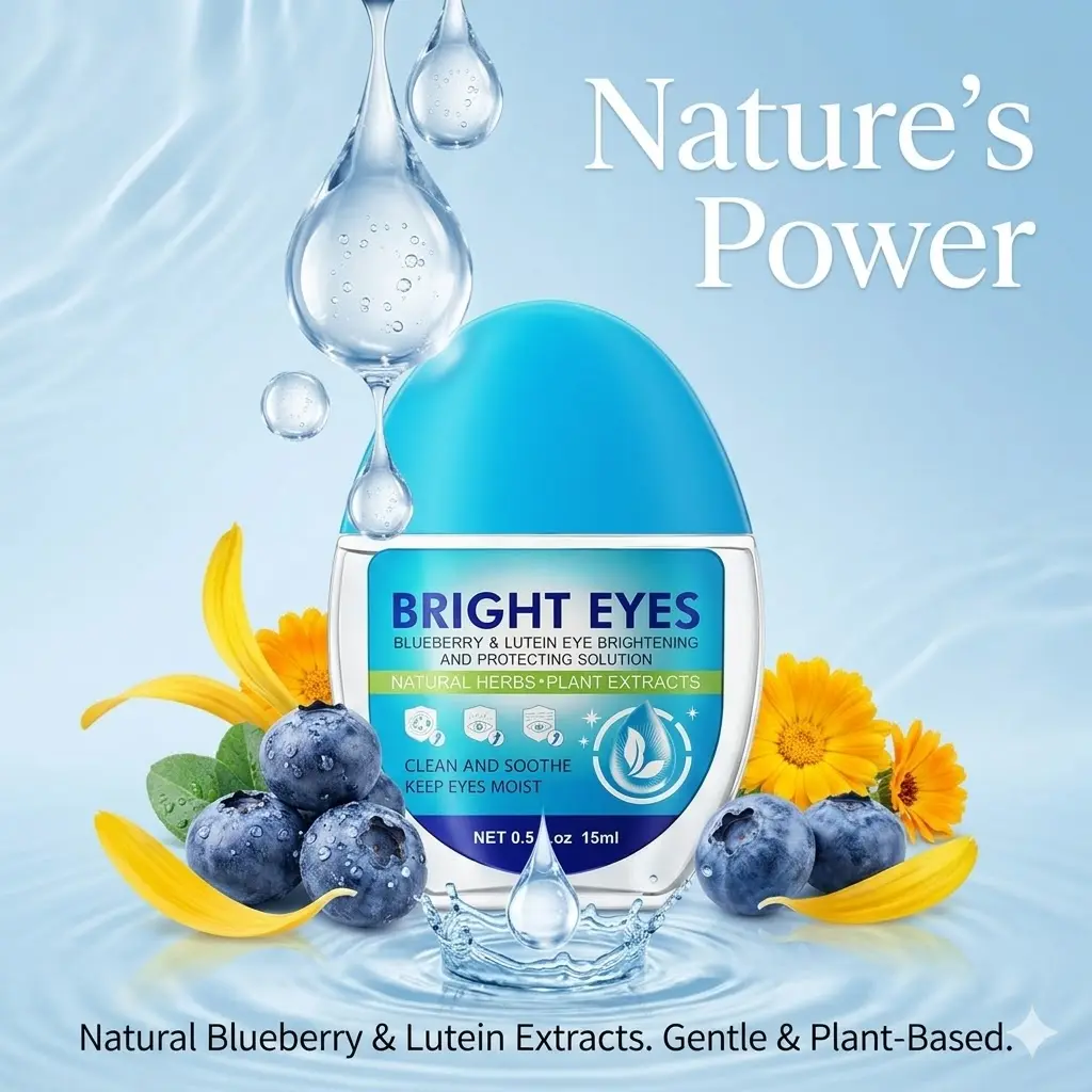 Eye Enlargement and Protection Solution, Blueberry & Lutein Flavor, 15ml, Natural Solution for Brightening and Protecting Eyes, Suitable for Facial Use