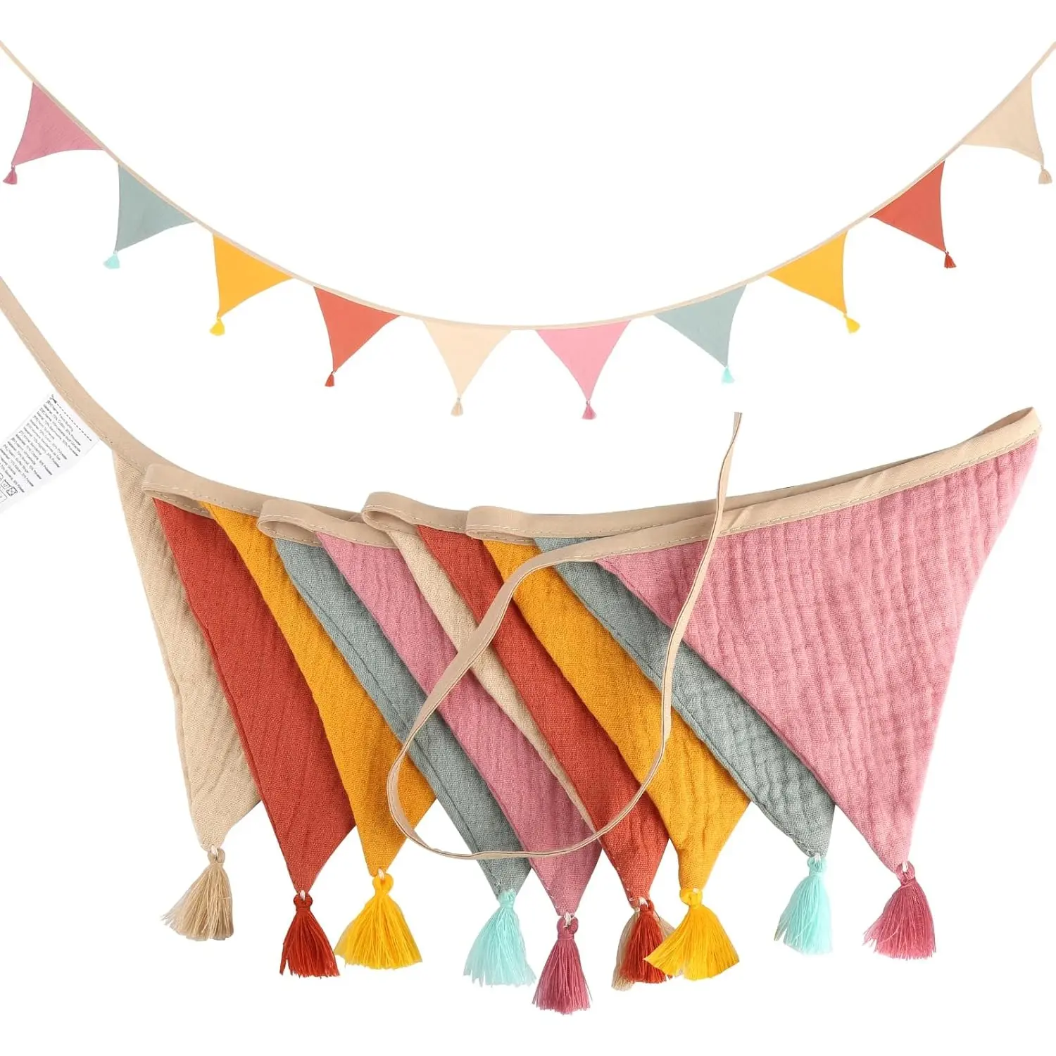 [Colorful Pennant Banner]  2.6 m Colorful Triangle Pennant Banner | Linen Jute Burlap Hanging Triangle Pennant Banner Bunting Flag for Wedding, Birthday, Shower, Easter, Graduation, Boho Party Backdrop Decorations - Home Improvement. Lightweight Set Room