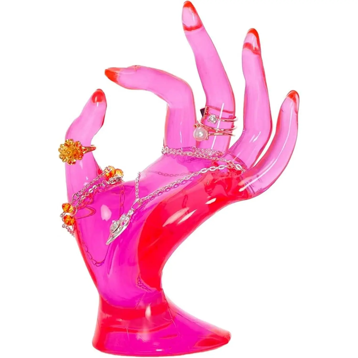 Hand-Shaped Ring Holder - Rose Red Jewelry Display Stand for Bracelets & Watches Desk Organizer Tidy Desk Accessories Desk Mount