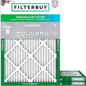 Filterbuy 15x20x1 Air Filter (3-Pack), Pleated MERV 8 Dust Defense HVAC AC Furnace Air Filters (Actual Size: 14.50 x 19.50 x 0.75 Inches)