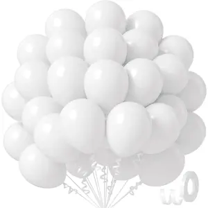 White Balloons 12 inch, White Latex Balloons 50pcs Party Balloon for Engagement Bachelorette Bridal Shower Wedding Party Birthday Decorations