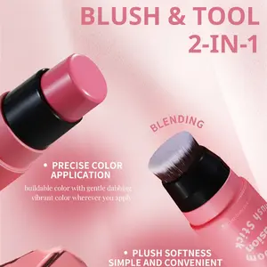 Dual-Ended Blush Stick, Smooth Lightweight Cream Texture, Mixable for Cheeks and Lips, Gentle, Multi-Functional Long-Lasting Blush