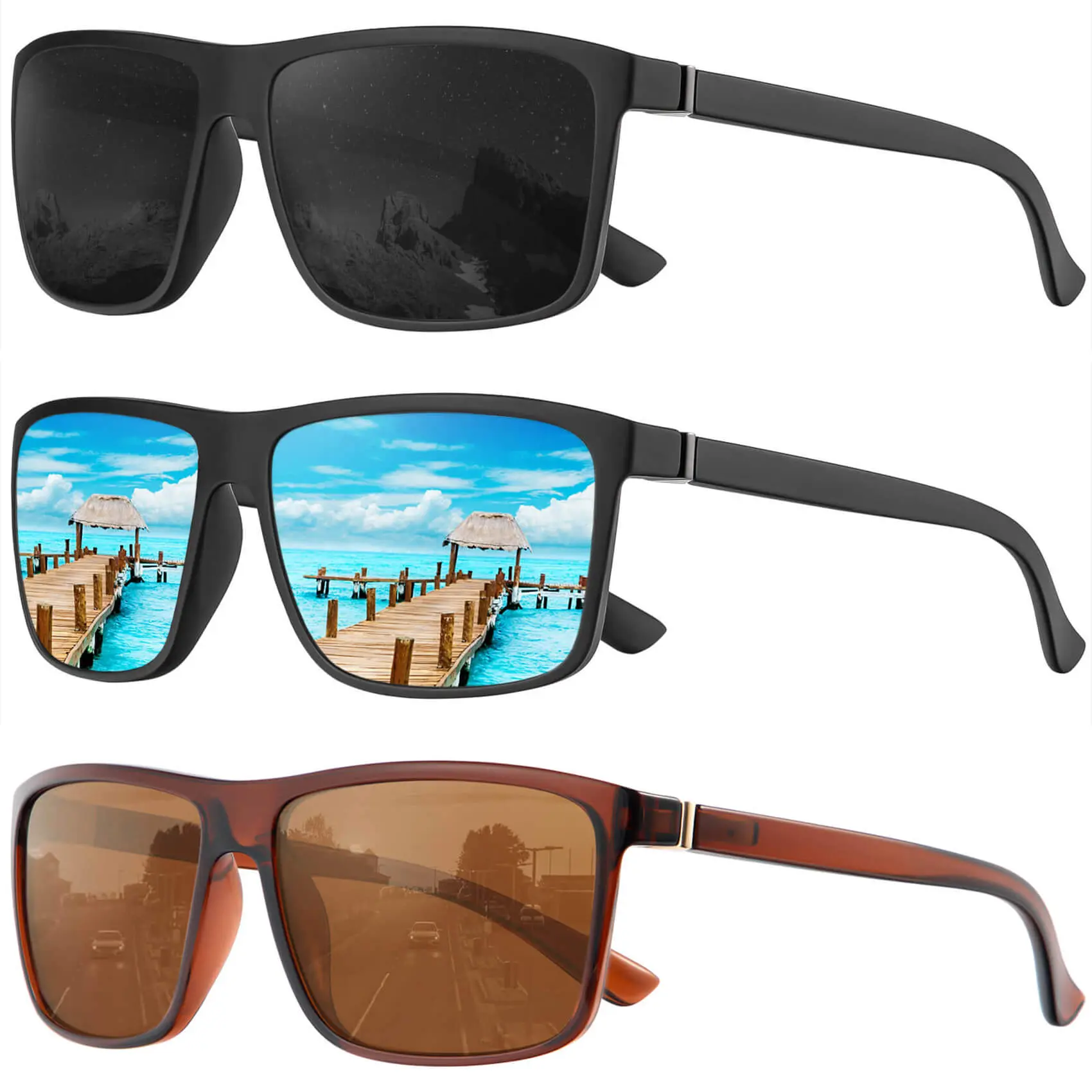 (3 Pack) Black/Brown/Ice Blue