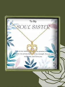 Heart Shaped Pendant Necklace with Box, Rhinestone Decor Necklace for Women for Gift, Elegant All-match Fashion Accessories for Daily Wear