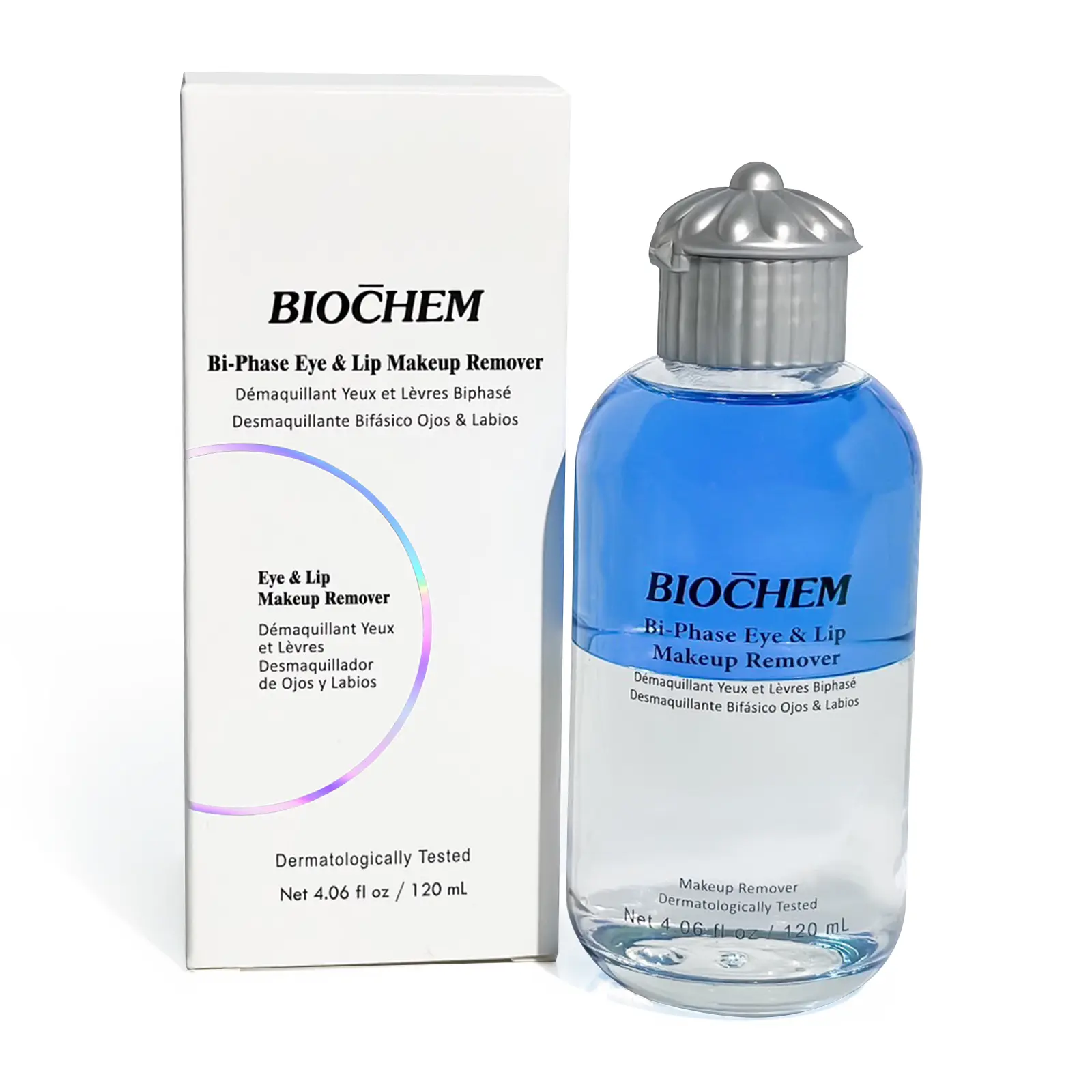 BIOCHEM Bi-Phase Eye & Lip Makeup Remover - Sensitive, Clean Feel Formula Infused with Natural Aloe Vera & Floral Extracts for Soothing, Nourishing Skincare Cleansing, Clean Feel Eye Makeup Remover