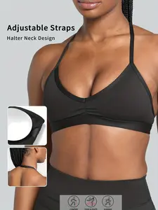 Women's Adjustable Shoulder Strap Sports Bra, Backless Yoga Top with Padding, Ideal for Fitness Training, Comfortable and Supportive, Padded Sports Bra
