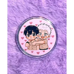 The Summer Hikaru Died Pin | Yoshiki x Hikaru Chibi Button | 6cm Anime Pinback Badge