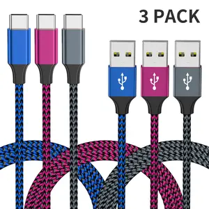 3 PACK Fast Charging Cable, Type C Charging USB A to USB C Nylon Braided Cable for Samsung, Google, Huawei, LG, Sony OPPO, Xiaomi, Supports Data Transfer, (35.43 Inches/70.87 Inches/106.3 Inches)