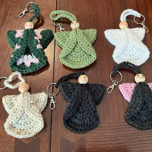 Handmade Crochet Angel Keychain | Pocket Angel Bag Charm | Guardian Angel Gift