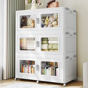 BROVIEW V80 220Qt/300Qt/660Qt/880Qt/900Qt/1200Qt Extra Large Storage Bins, Each 220Qt Stackable Storage Box with Lid, Plastic Heavy Duty Cloth Cabinet Bins with Wheels, 55 gal - 300 gal Collapsible Closet Organizer and Storage Drawers